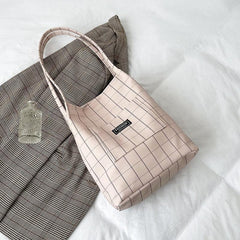 Vintage Plaid Tote Bag Large Capacity Bag