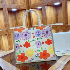 Flower Print Canvas Tote Bag Lightweight Shoulder Satchel Casual Commuter Bag