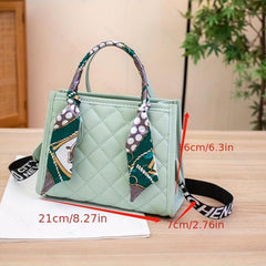 Quilted Detail Shoulder Bag Tote with Scarf