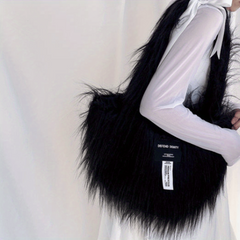 Y2K Faux Fur Plush Tote Bag for Women