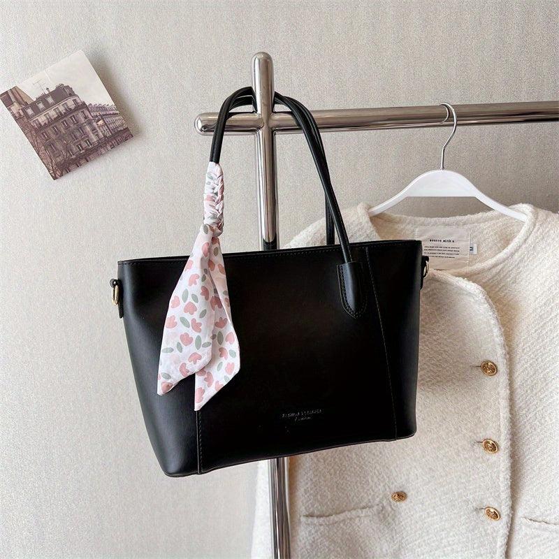 Large Capacity Tote Bag with Scarf Decor