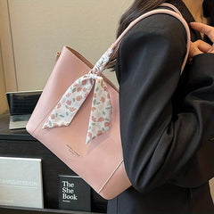 Large Capacity Tote Bag with Scarf Decor