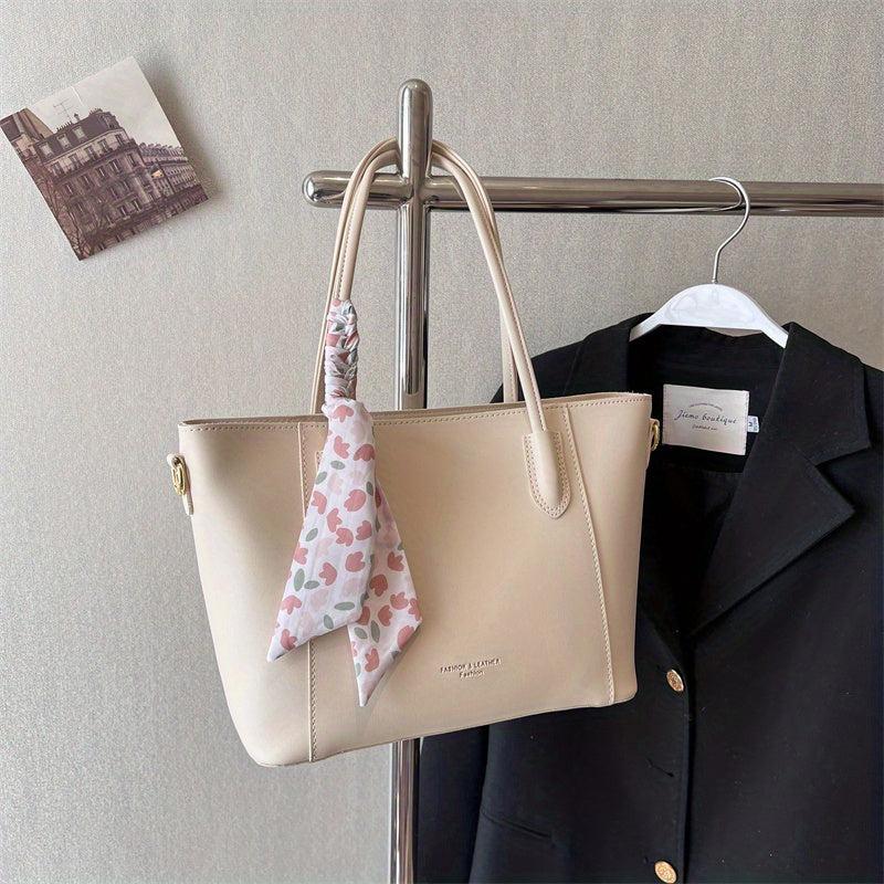 Large Capacity Tote Bag with Scarf Decor