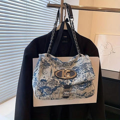 Abstract Pattern Shoulder Square Bag Niche Y2K Bag