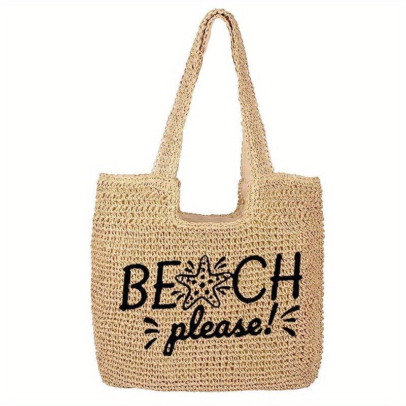 Straw Beach Bag Woven Large Capacity Summer Travel Handbag
