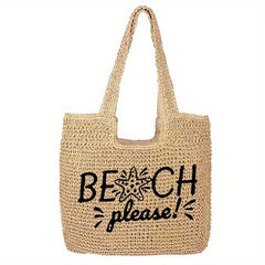 Straw Beach Bag Woven Large Capacity Summer Travel Handbag