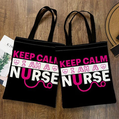 Stylish Letters Print Canvas Bag Lightweight Shoulder Bag Portable Shopper Bag