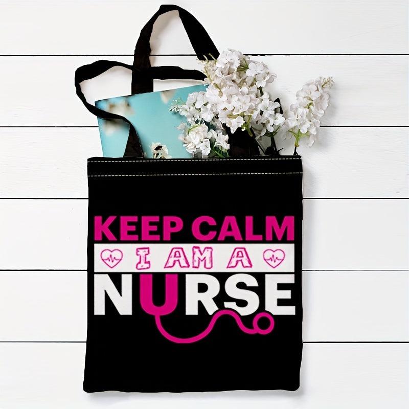 Stylish Letters Print Canvas Bag Lightweight Shoulder Bag Portable Shopper Bag