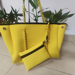Neoprene Beach Bag With Small Purse Large Capacity Lightweight Tote Bag