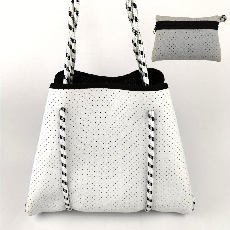 Neoprene Beach Bag With Small Purse Large Capacity Lightweight Tote Bag