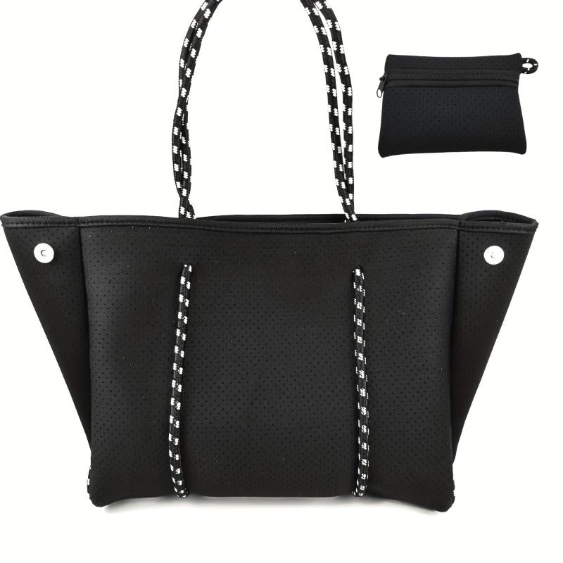 Neoprene Beach Bag With Small Purse Large Capacity Lightweight Tote Bag