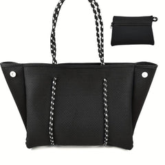 Neoprene Beach Bag With Small Purse Large Capacity Lightweight Tote Bag