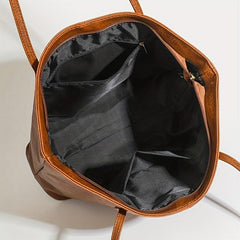Retro Solid Tote Bag Minimalist Shoulder Bag Classic Storage