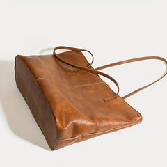 Retro Solid Tote Bag Minimalist Shoulder Bag Classic Storage