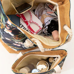 Vintage Flower Pattern Stitching Tote Bag All Match Storage Handbag