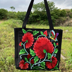 Flower Embroidered Tote Bag Large Capacity Shoulder Bag