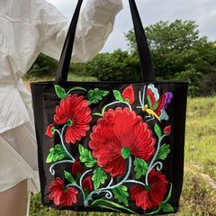 Flower Embroidered Tote Bag Large Capacity Shoulder Bag