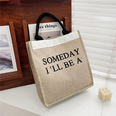 Canvas Tote Bag Women Slogan Graphic Large Shoulder Capacity