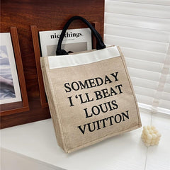 Canvas Tote Bag Women Slogan Graphic Large Shoulder Capacity