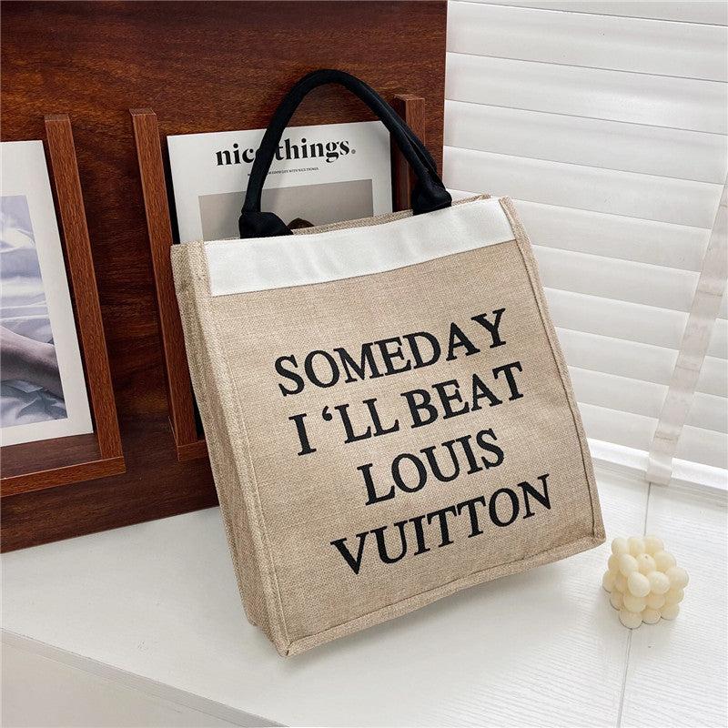 Canvas Tote Bag Women Slogan Graphic Large Shoulder Capacity