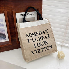 Canvas Tote Bag Women Slogan Graphic Large Shoulder Capacity