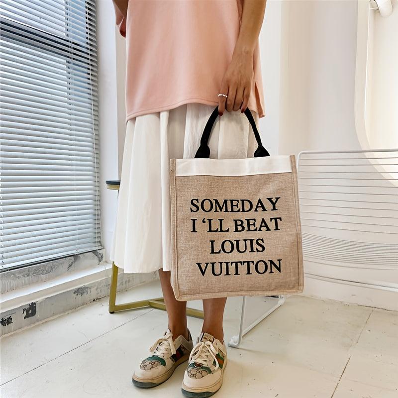 Canvas Tote Bag Women Slogan Graphic Large Shoulder Capacity