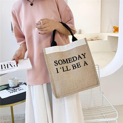 Canvas Tote Bag Women Slogan Graphic Large Shoulder Capacity