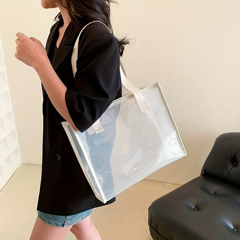 Clear PVC Tote Bag Waterproof Summer Beach Shopping Bag