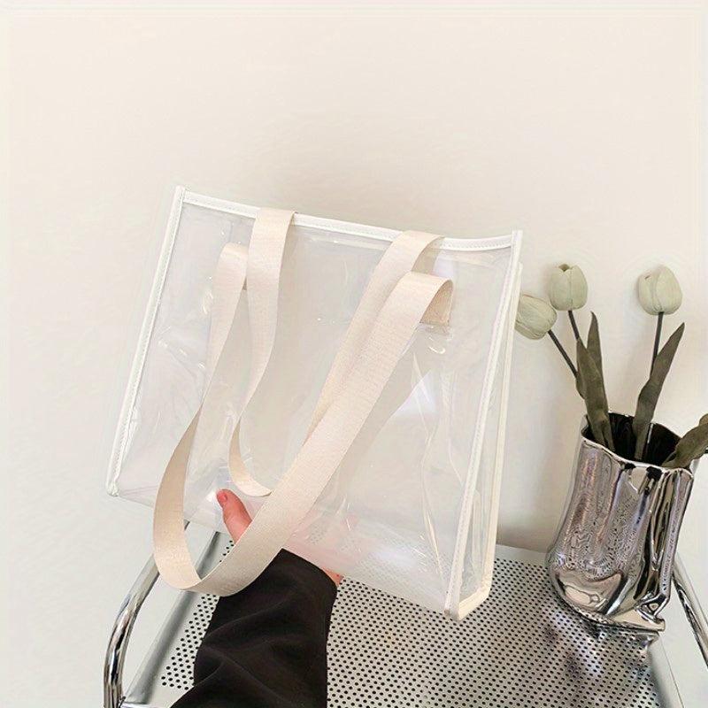 Clear PVC Tote Bag Waterproof Summer Beach Shopping Bag