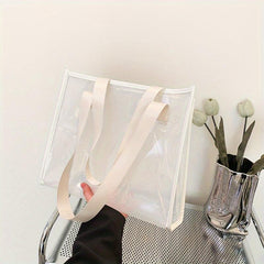 Clear PVC Tote Bag Waterproof Summer Beach Shopping Bag