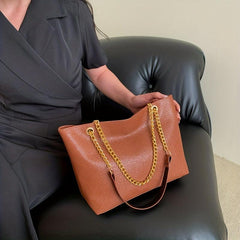 Stylish Tote Shoulder Bag Solid Storage Bag Women's Chain Bag