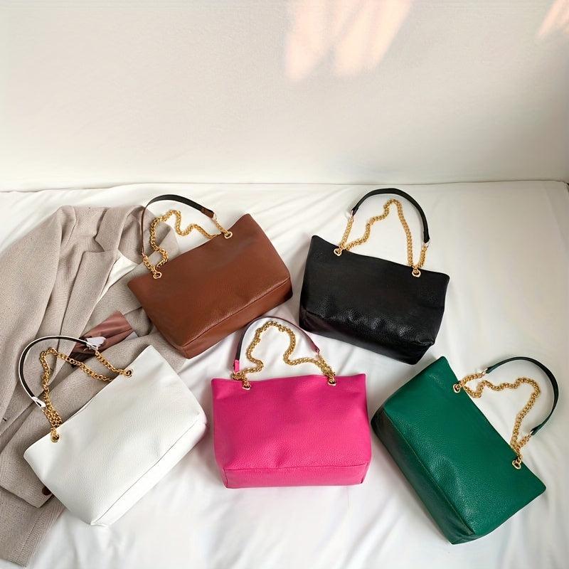 Stylish Tote Shoulder Bag Solid Storage Bag Women's Chain Bag