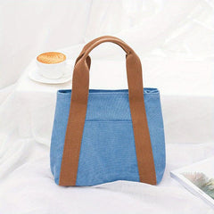 Colorblock Storage Handbag Canvas Satchel Bag