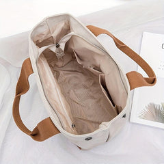 Colorblock Storage Handbag Canvas Satchel Bag