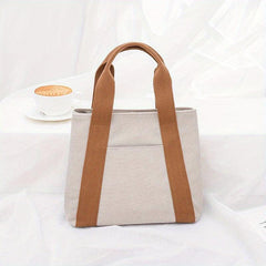 Colorblock Storage Handbag Canvas Satchel Bag