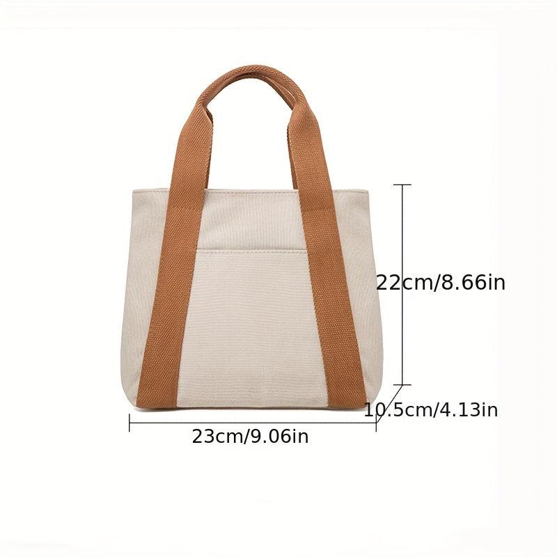 Colorblock Storage Handbag Canvas Satchel Bag