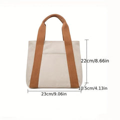 Colorblock Storage Handbag Canvas Satchel Bag