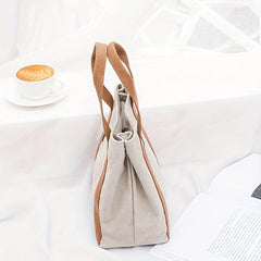 Colorblock Storage Handbag Canvas Satchel Bag