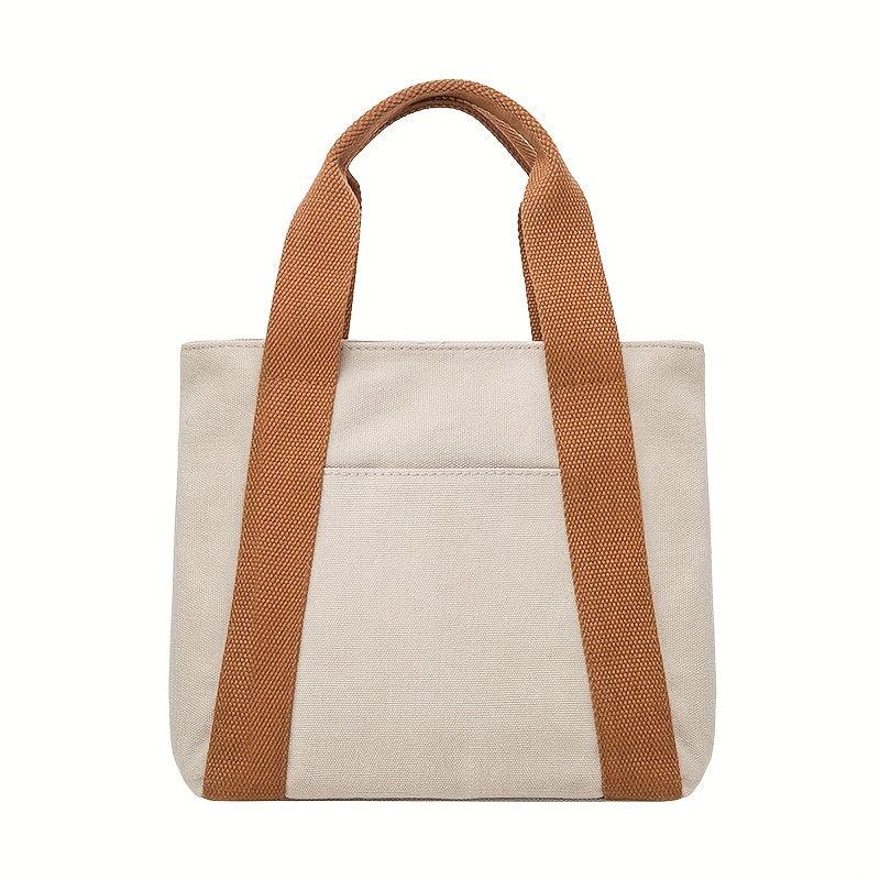 Colorblock Storage Handbag Canvas Satchel Bag
