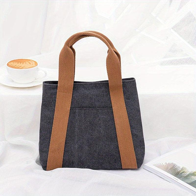 Colorblock Storage Handbag Canvas Satchel Bag
