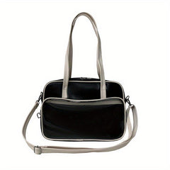 Clear Pocket Front Shoulder Bag Preppy Style Tote Bag Large Capacity