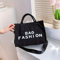 Women's Canvas Tote Bag Letter Graphic Crossbody Handbag & Shoulder Purse