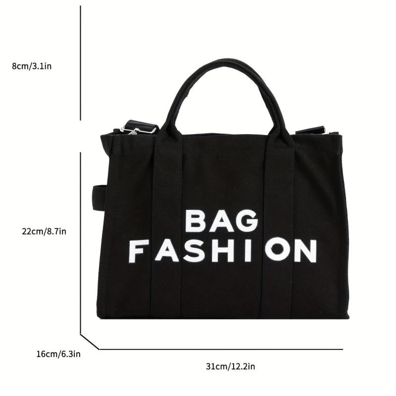 Women's Canvas Tote Bag Letter Graphic Crossbody Handbag & Shoulder Purse
