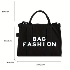 Women's Canvas Tote Bag Letter Graphic Crossbody Handbag & Shoulder Purse