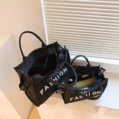 Women's Canvas Tote Bag Letter Graphic Crossbody Handbag & Shoulder Purse
