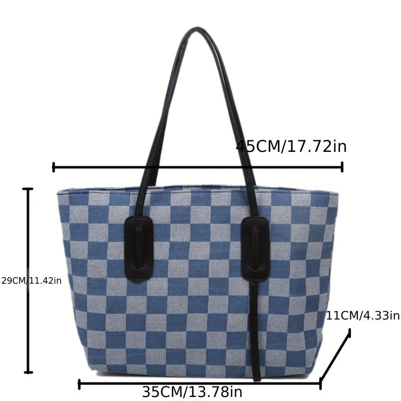 Large Capacity Checkerboard Pattern Tote Bag Shoulder Bag