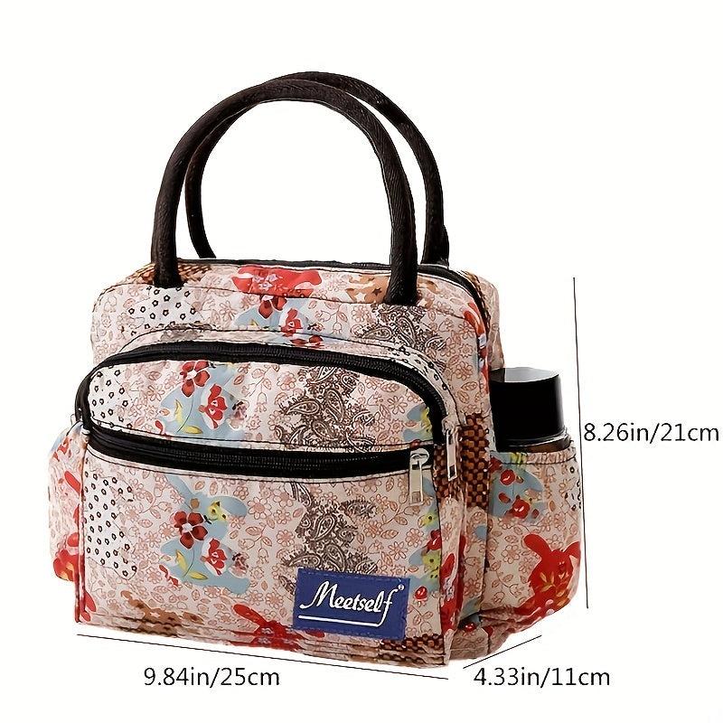 Classic Pattern Zipper Handbag Lightweight Satchel Bag