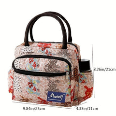 Classic Pattern Zipper Handbag Lightweight Satchel Bag