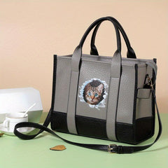 Cat Print Tote Bag Large Capacity Crossbody Satchel Purse