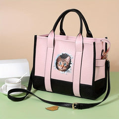 Cat Print Tote Bag Large Capacity Crossbody Satchel Purse